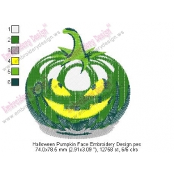 Halloween Pumpkin Face Embroidery Design